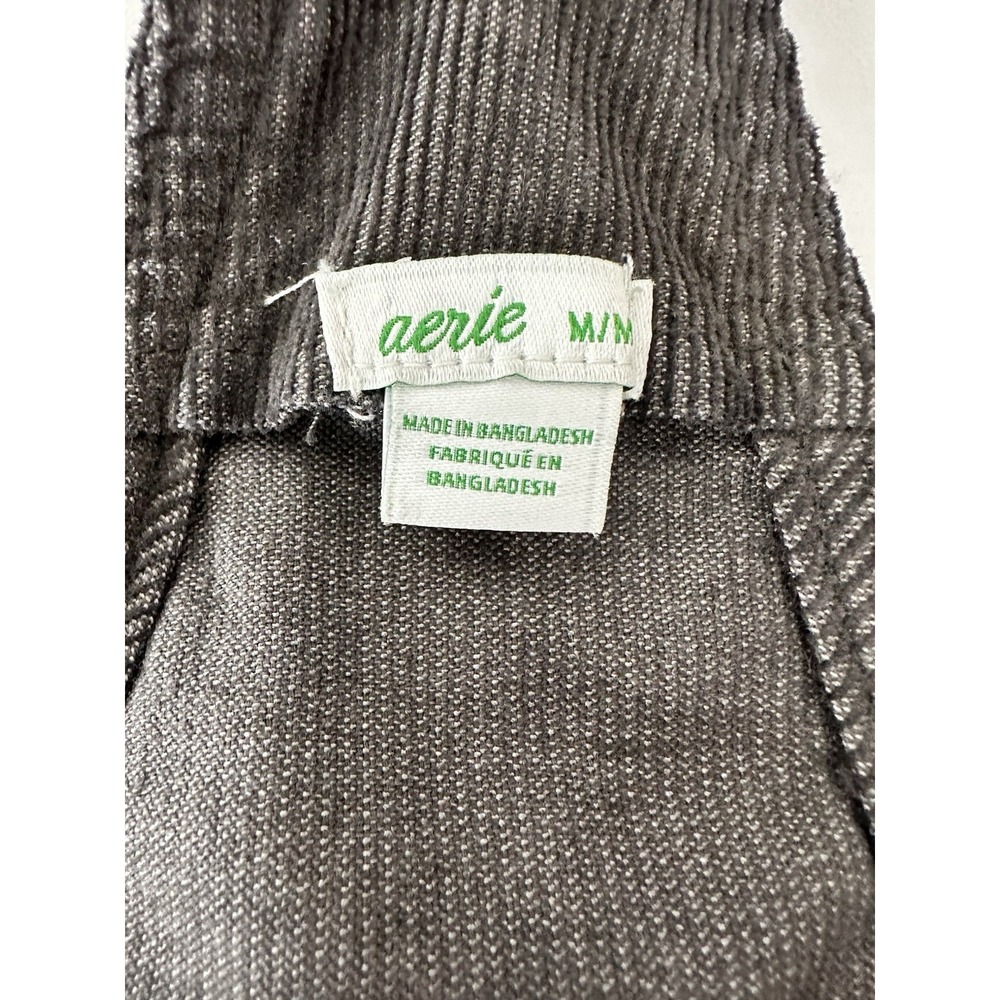 Aerie Overalls Women's Medium Corduroy Raw Hem Patch Pockets Dark Gray - Picture 4 of 10